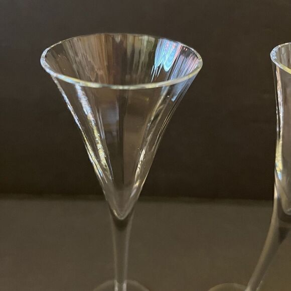 Aperitif Cordial Flutes Hollow Stemmed Trumpet Celebration Wedding Lot 2x Glass - Picture 2 of 7